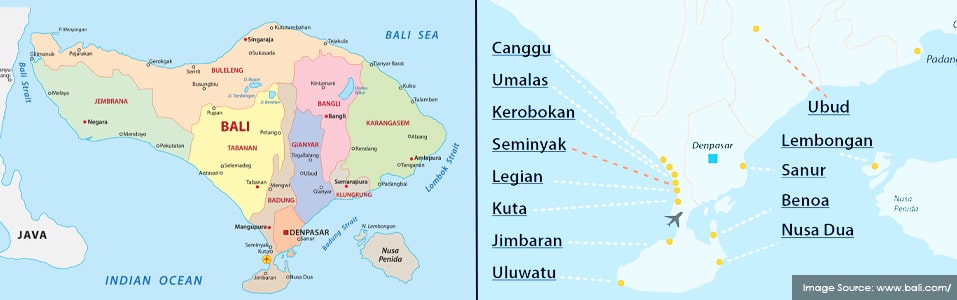 Major Tourist Regions in Bali