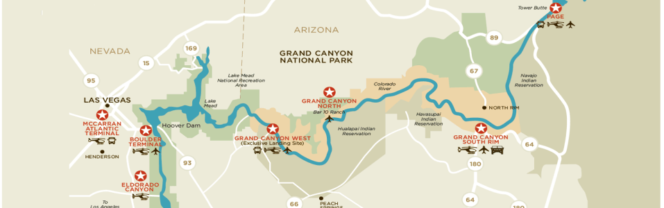 Grand Canyon Map and Pick Up Zones