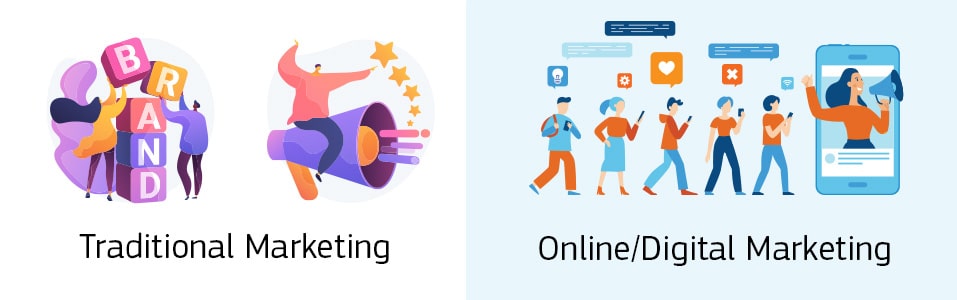 What is the difference between Traditional vs. Digital Marketing?