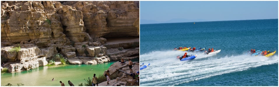 Emerald Water at Wadi Shab And Water Activities at the Beach